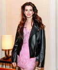 Hollywood Jackets Anne Hathaway Inspired Black Biker Leather Jacket