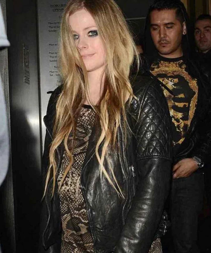 Hollywood Jackets Avril Lavigne Black Quilted Leather Jacket
