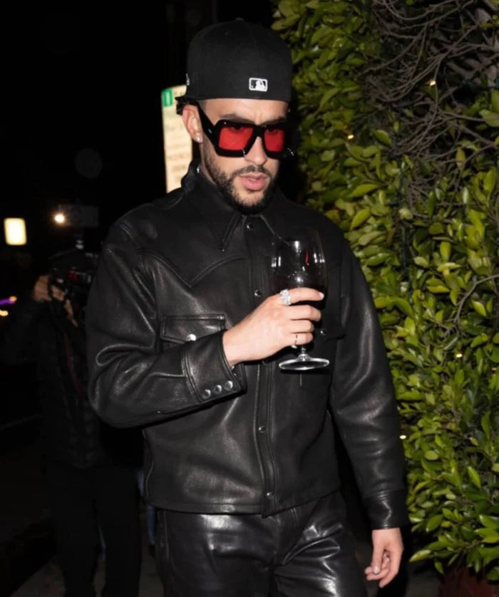 Bad Bunny Los Angeles Black Leather Jacket