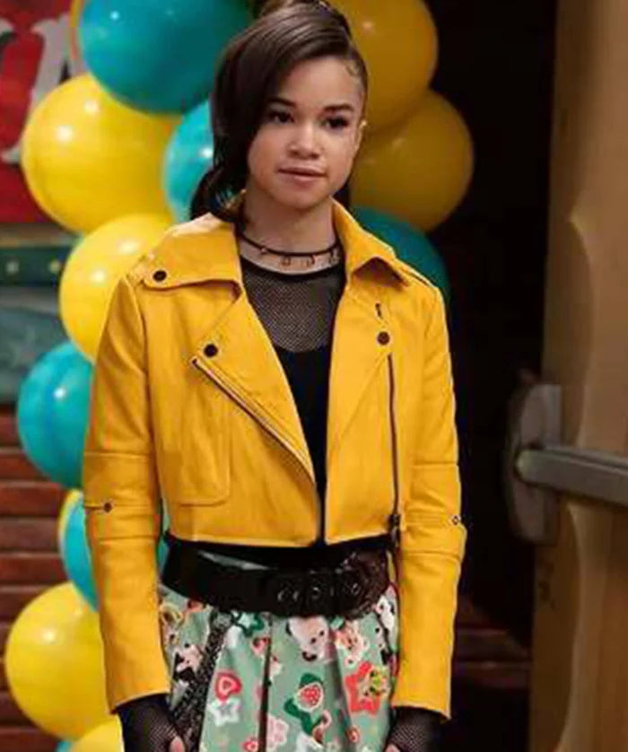 Hollywood Jackets Wizards Beyond Waverly Place Billie Yellow Biker Leather Jacket