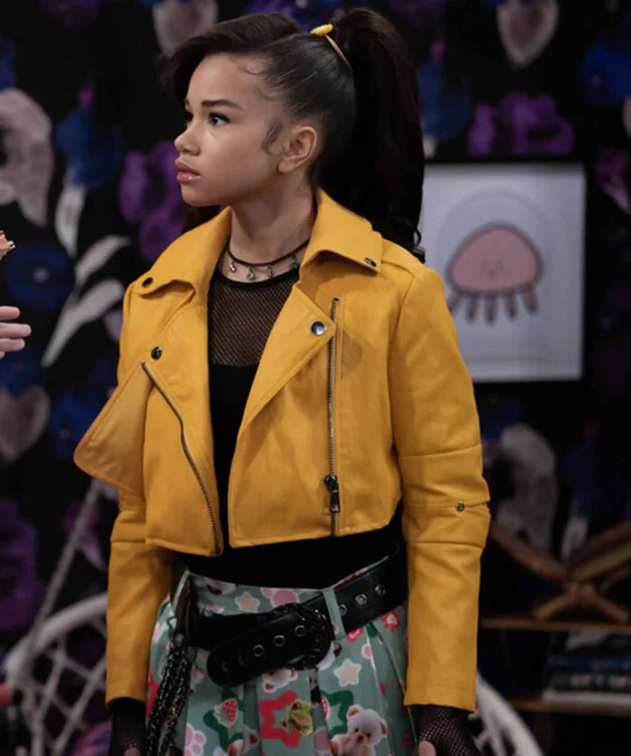 Hollywood Jackets Wizards Beyond Waverly Place Billie Yellow Biker Leather Jacket