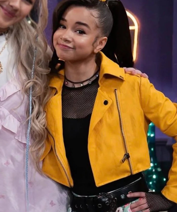 Hollywood Jackets Wizards Beyond Waverly Place Billie Yellow Biker Leather Jacket