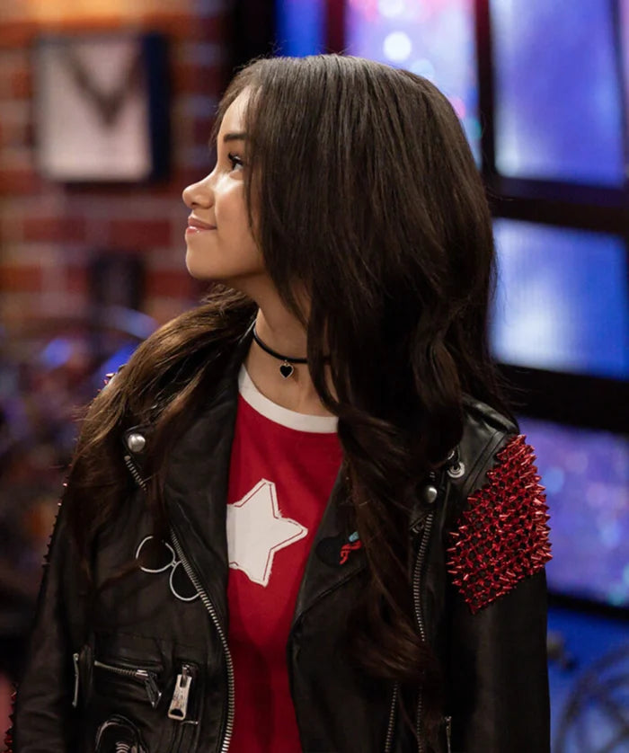 Hollywood Jackets Billie Black Biker Leather Jacket Inspired by Wizards Beyond Waverly Place