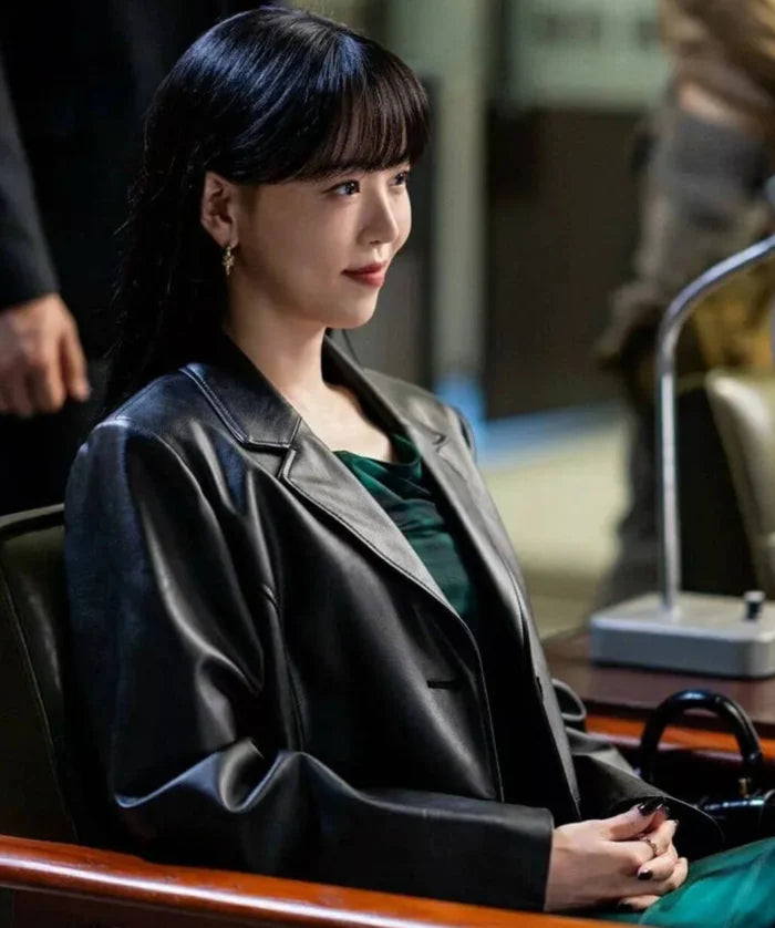 Cashero S01 Kang Han-na Black Leather Coat