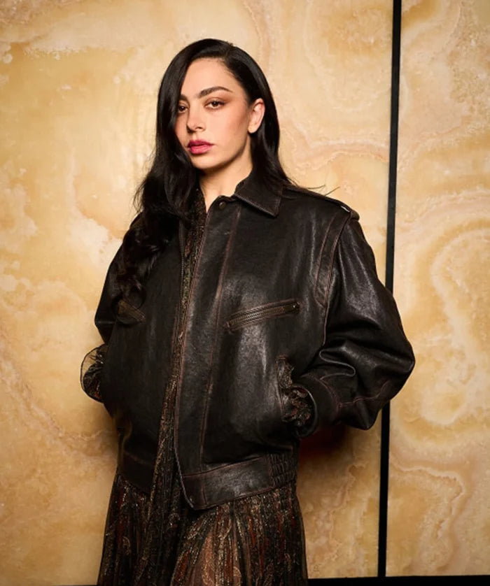 Hollywood Jackets Charli XCX Paris Fashion Week 2025 Leather Jacket