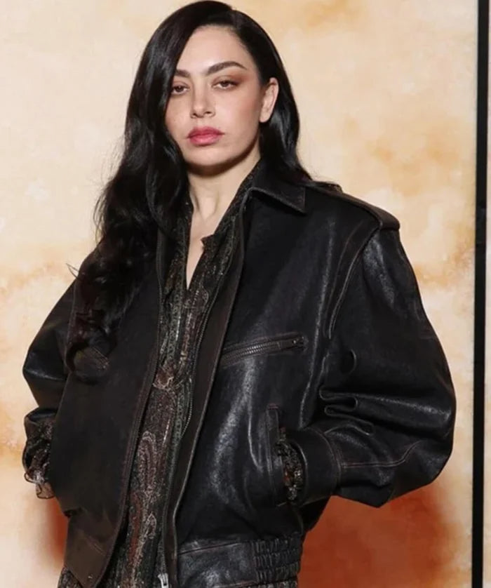 Hollywood Jackets Charli XCX Paris Fashion Week 2025 Leather Jacket