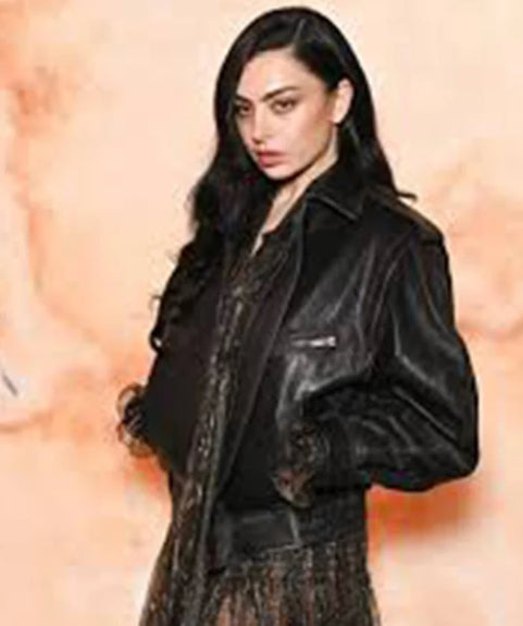 Hollywood Jackets Charli XCX Paris Fashion Week 2025 Leather Jacket