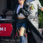 Charlie XCX Black Leather Trench Coat