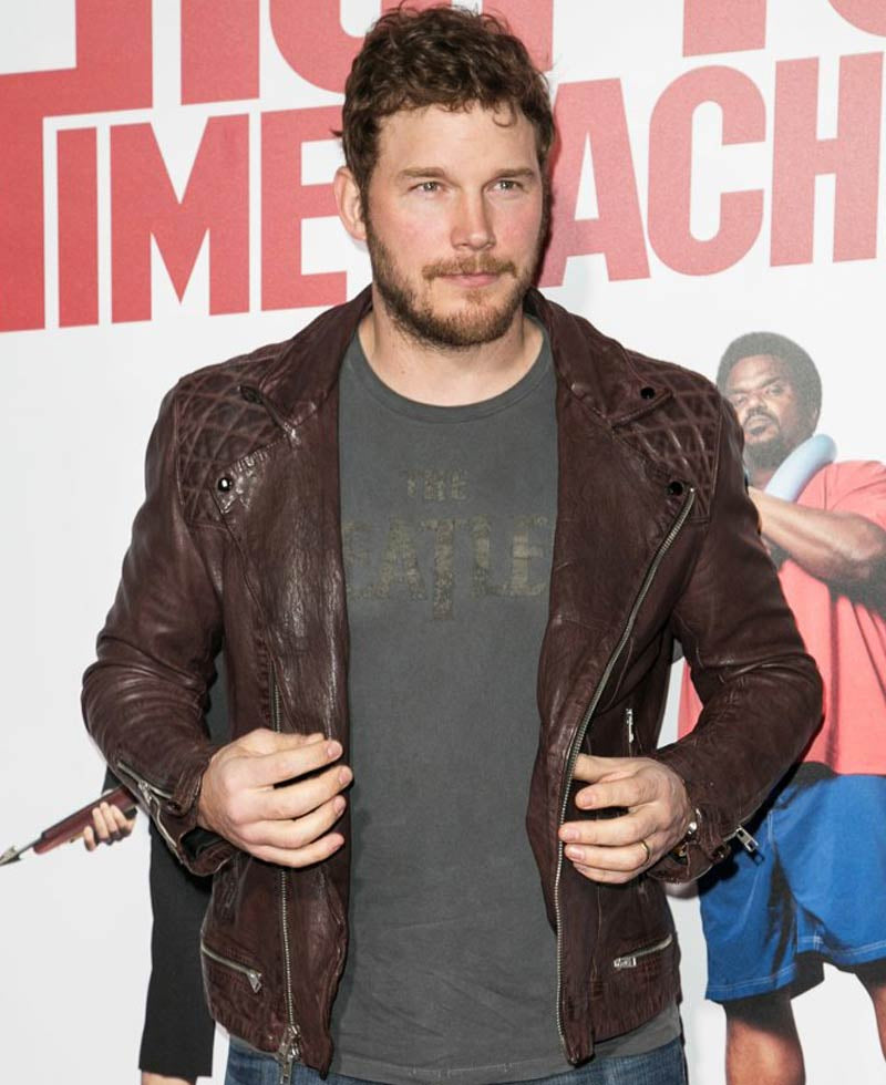 Hollywood Jackets Chris Pratt Hot Tub Time Machine 2 Premiere Dark Brown Leather Jacket