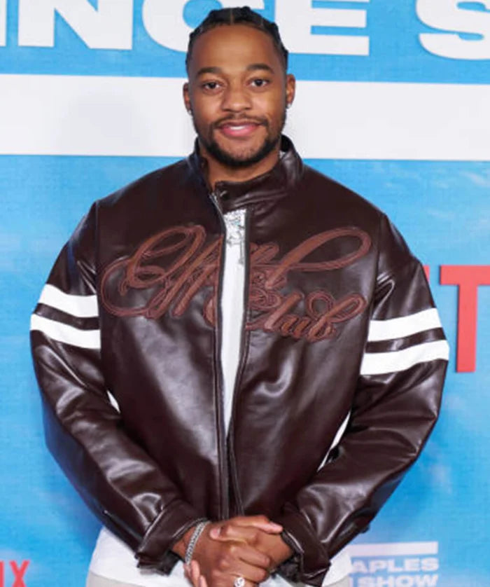 Brown Leather Bomber Jacket Inspired by Christopher Meyer