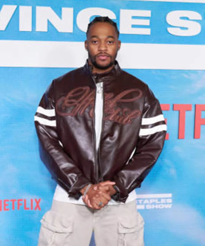Brown Leather Bomber Jacket Inspired by Christopher Meyer