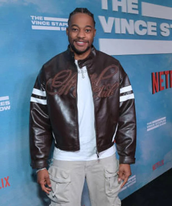 Brown Leather Bomber Jacket Inspired by Christopher Meyer