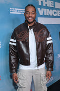 Hollywood Jackets Christopher Meyer Brown Leather Bomber Jacket