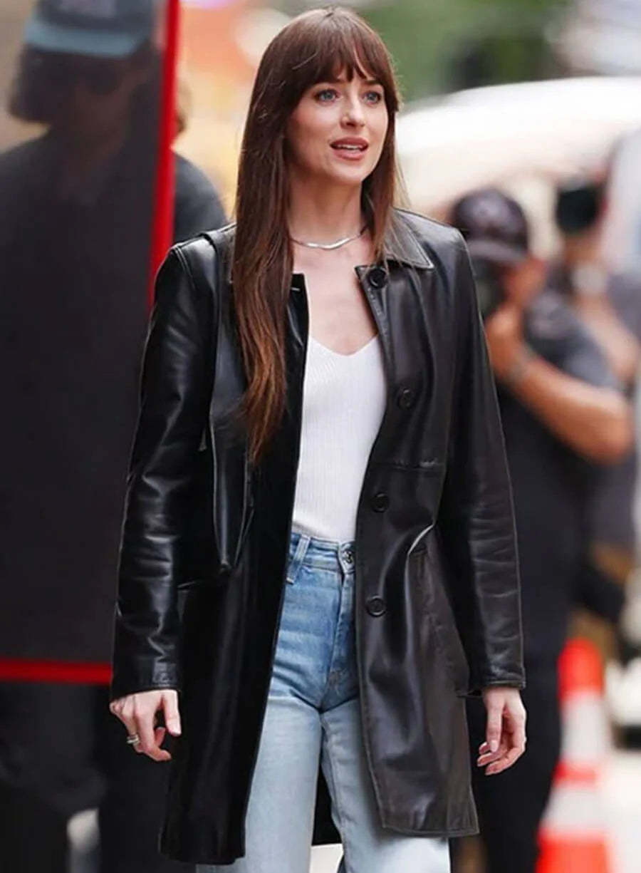 Hollywood Jackets Dakota Johnson Black Leather Long Coat