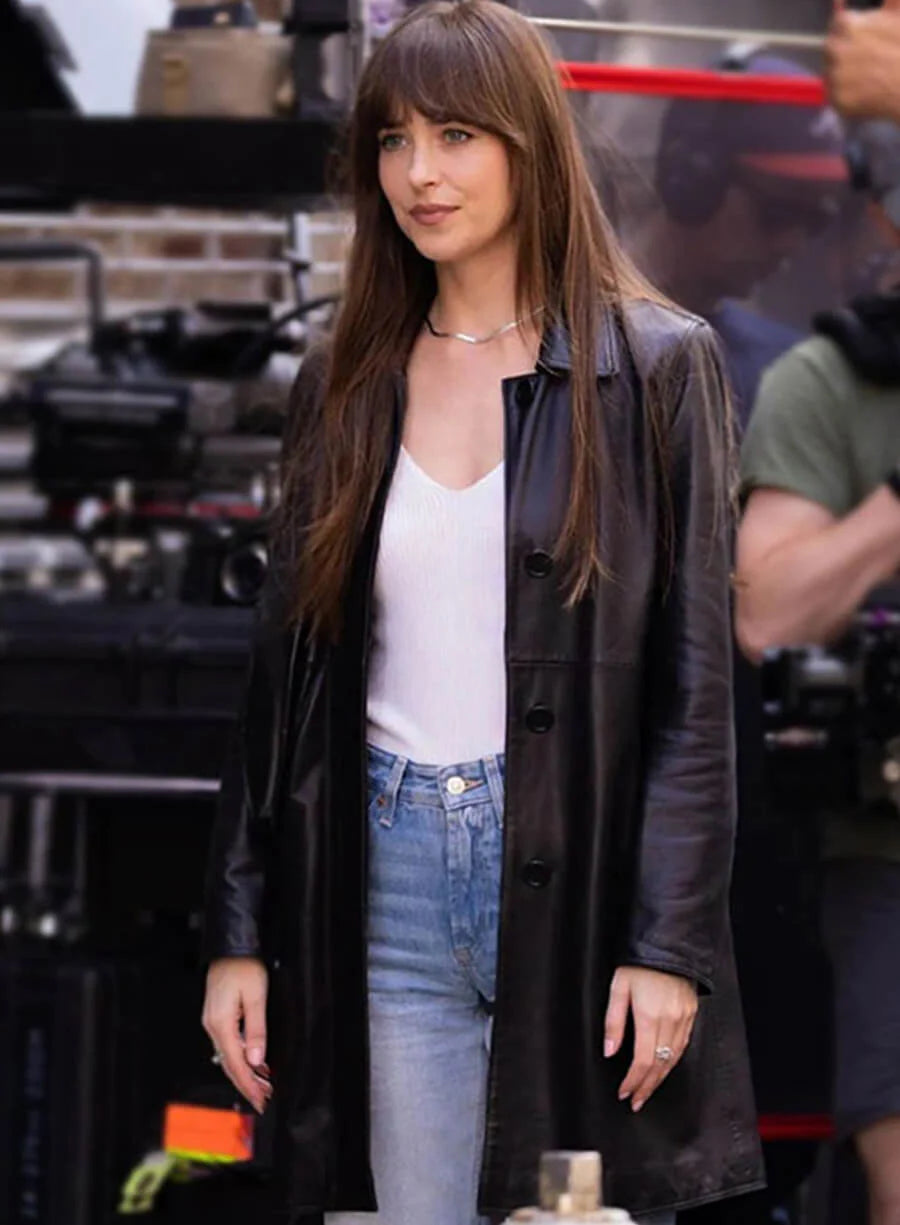 Hollywood Jackets Dakota Johnson Black Leather Long Coat