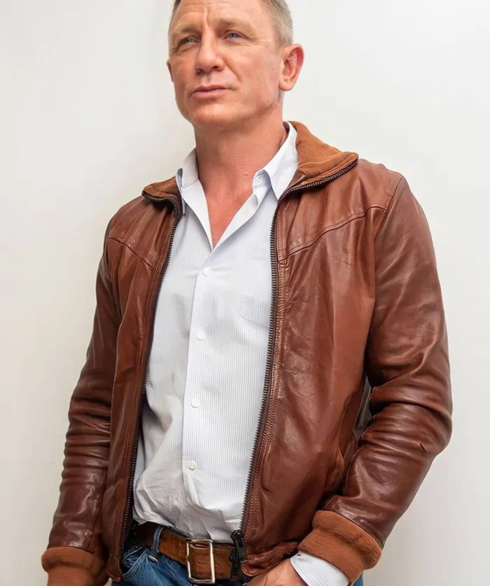 Brown Leather Jacket from Knives Out