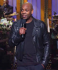Black Biker Leather Jacket – Dave Chappelle Style