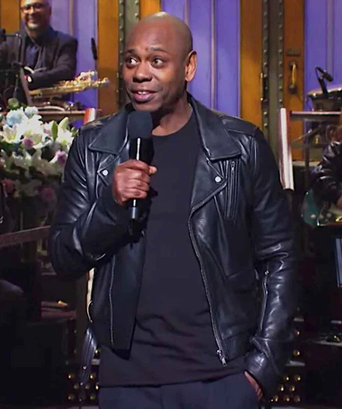 Black Biker Leather Jacket – Dave Chappelle Style