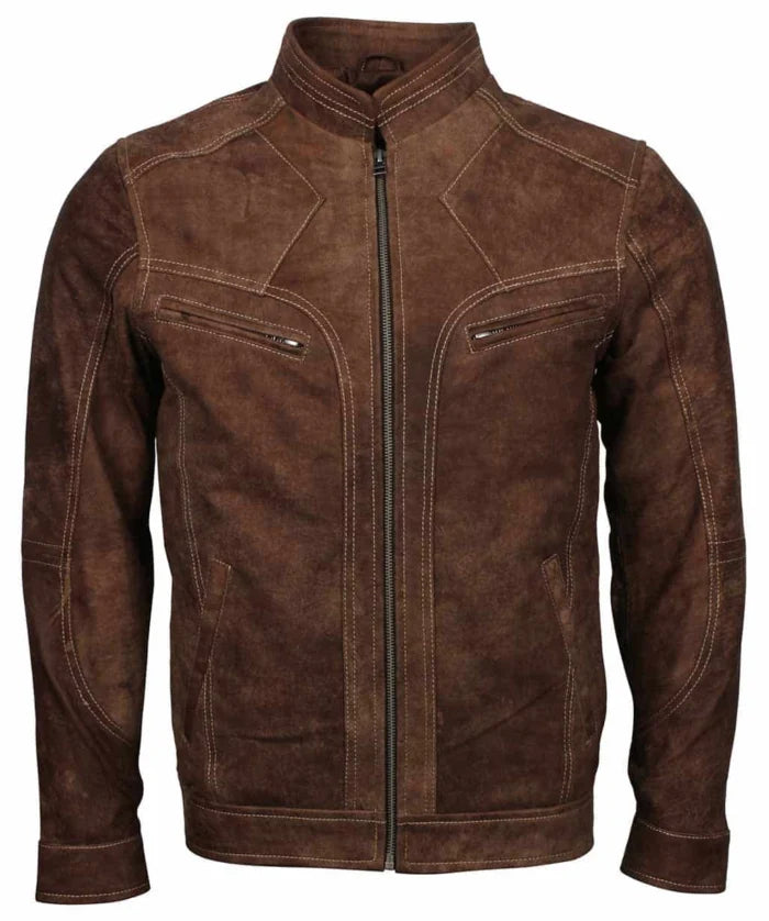 Dorus Men Brown Suede Leather Jacket