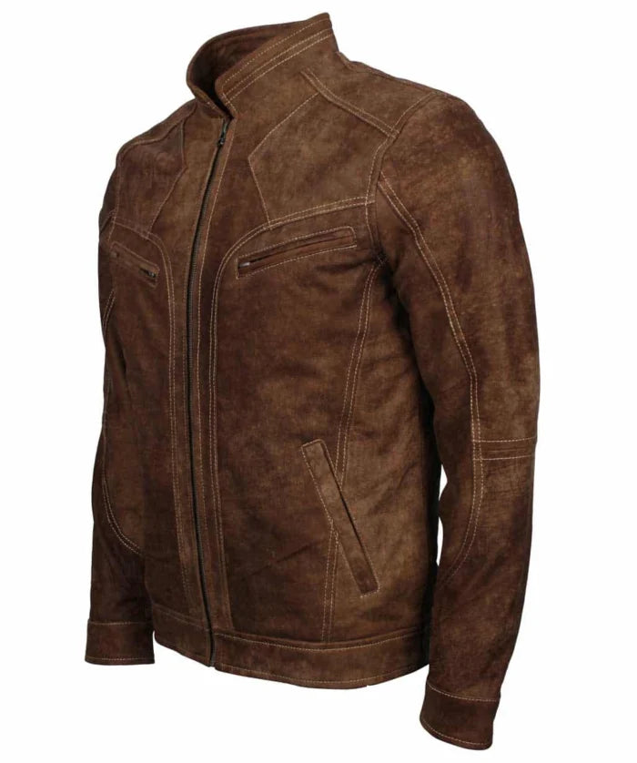 Dorus Men Brown Suede Leather Jacket