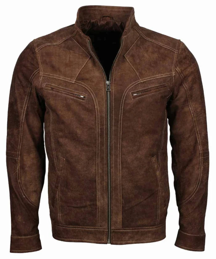 Dorus Men Brown Suede Leather Jacket
