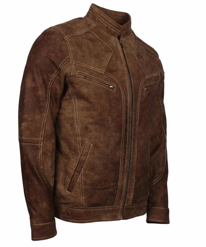 Dorus Men Brown Suede Leather Jacket