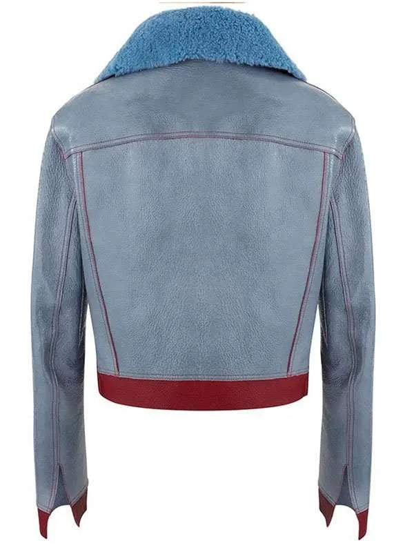 Hollywood Jackets Women’s Love Life Zoe Chao Leather Shearling Bomber Jacket