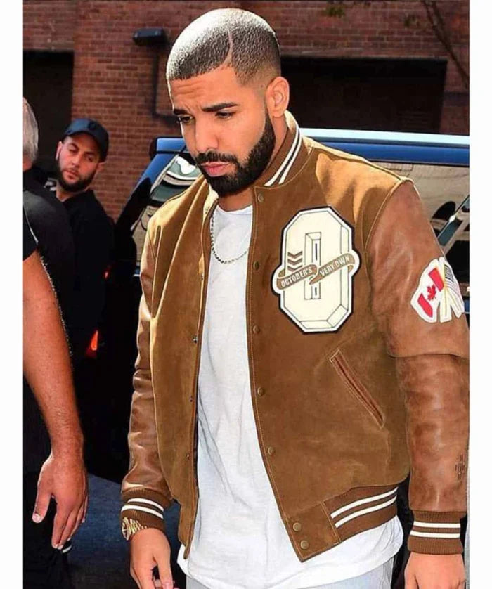 Premium Suede Varsity Jacket in Drake Style