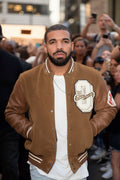 Hollywood Jackets Drake OVO Brown Suede Varsity Jacket