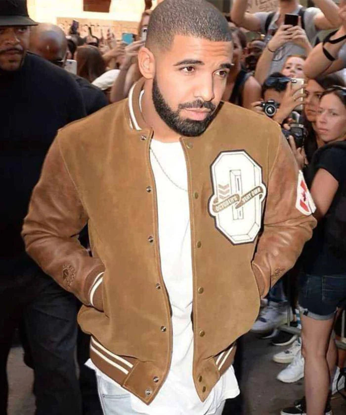 Premium Suede Varsity Jacket in Drake Style