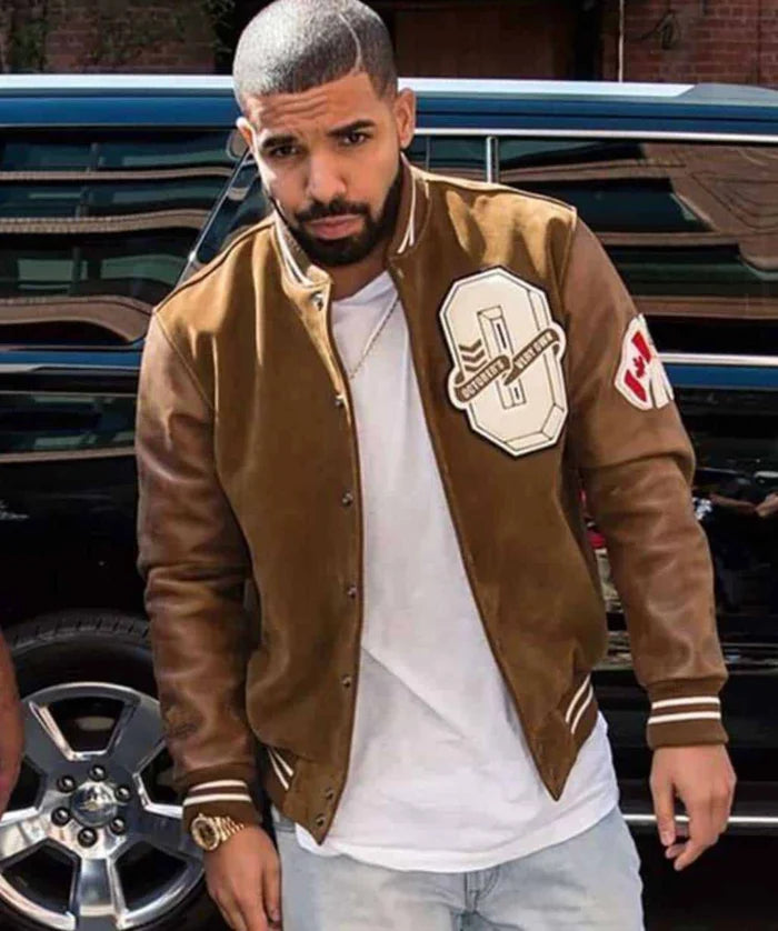 Premium Suede Varsity Jacket in Drake Style