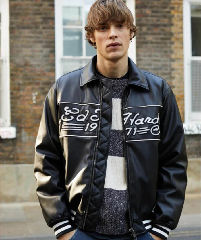 Premium Black Leather Jacket – Ed Hardy Inspired