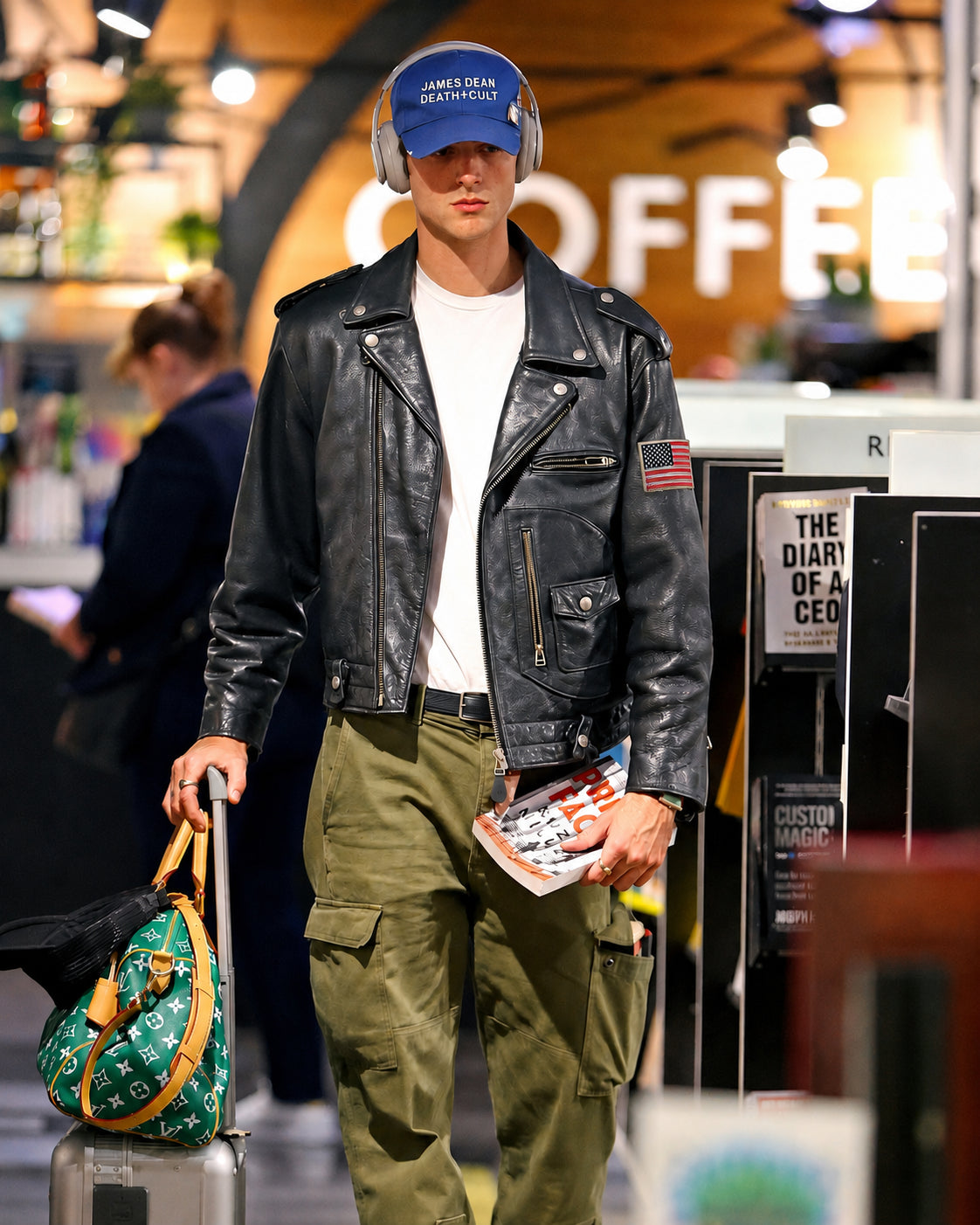 Jacob Elordi Black Leather Travel Jacket | Hollywood Jackets