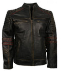 Men’s Vintage Retro Distressed Biker Leather Jacket