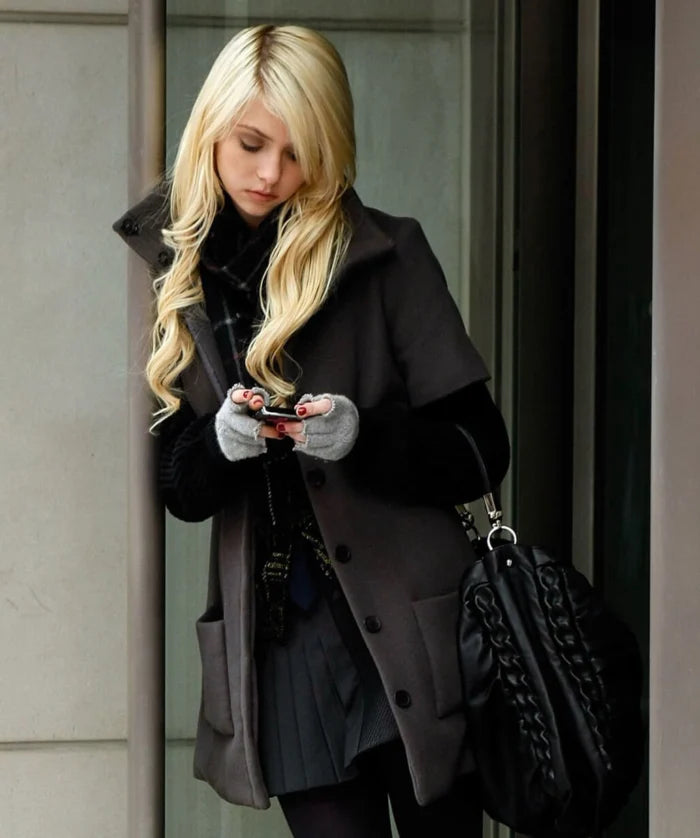 Gossip Girl Taylor Momsen Grey Wool Coat