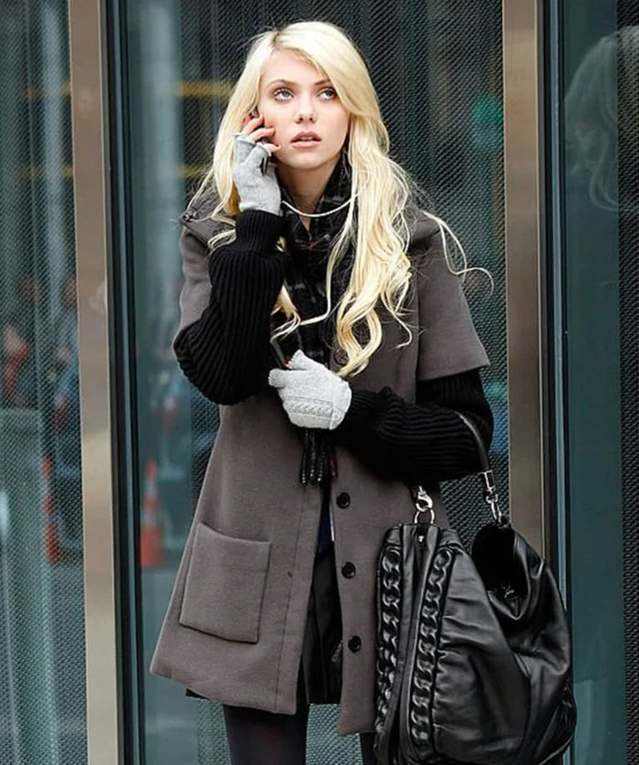 Hollywood Jackets Gossip Girl Taylor Momsen Grey Wool Coat