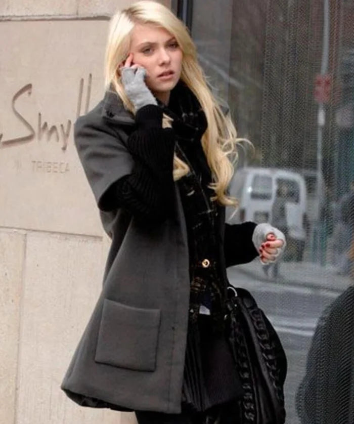 Gossip Girl Taylor Momsen Grey Wool Coat