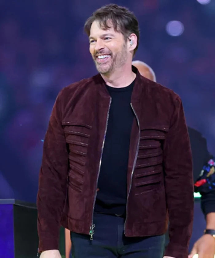 Harry Connick Jr. Super Bowl 2025 Brown Suede Jacket