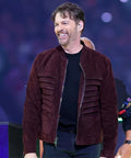 Harry Connick Jr. Super Bowl 2025 Brown Suede Jacket