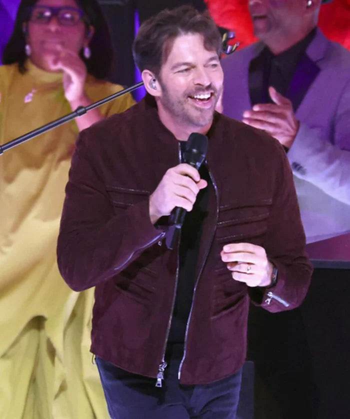 Harry Connick Jr. Super Bowl 2025 Brown Suede Jacket