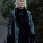 Helen Mirren MobLand S01 Maeve Black Leather Shearling Coat