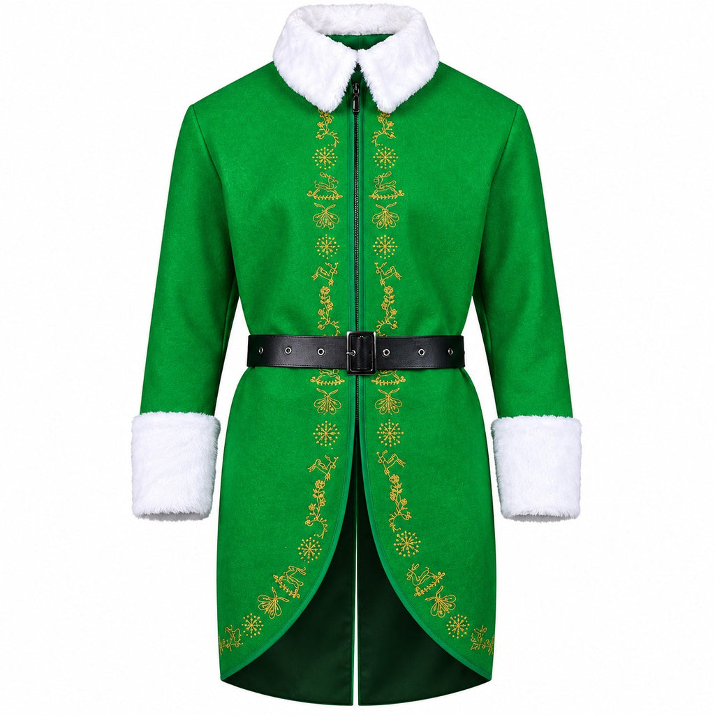Hollywood Jacket Buddy the Elf Green Christmas Coat with Belt
