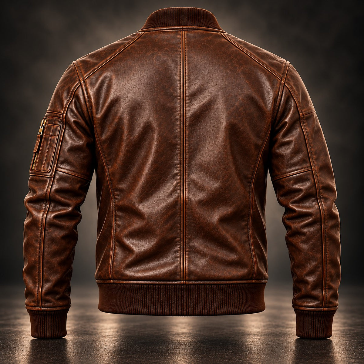 Hollywood Jacket Men's Distressed Brown Bomber Jacket - photo 2