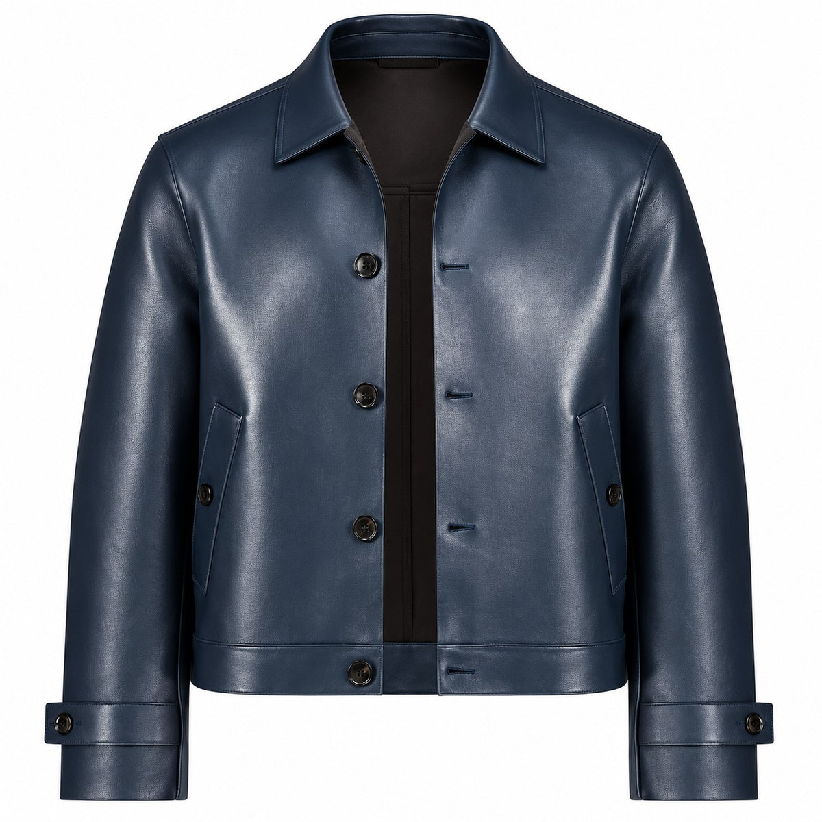 Hollywood Jacket Men's Navy Blue Button-Front Trucker Jacket