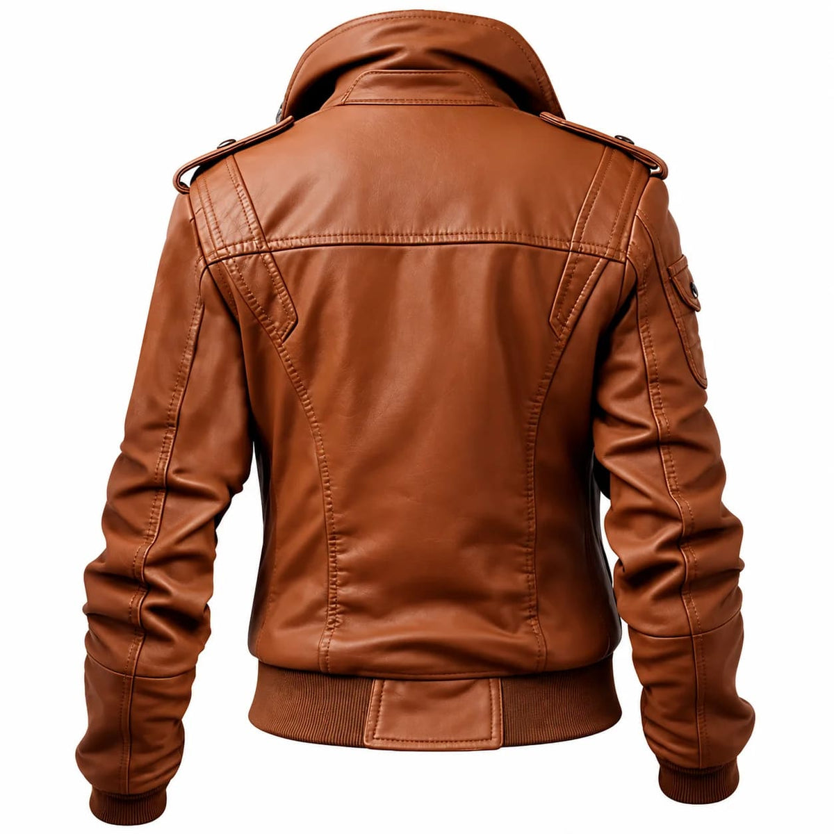 Hollywood Jackets Women's Brown Bomber Jacket with Strap Pocket