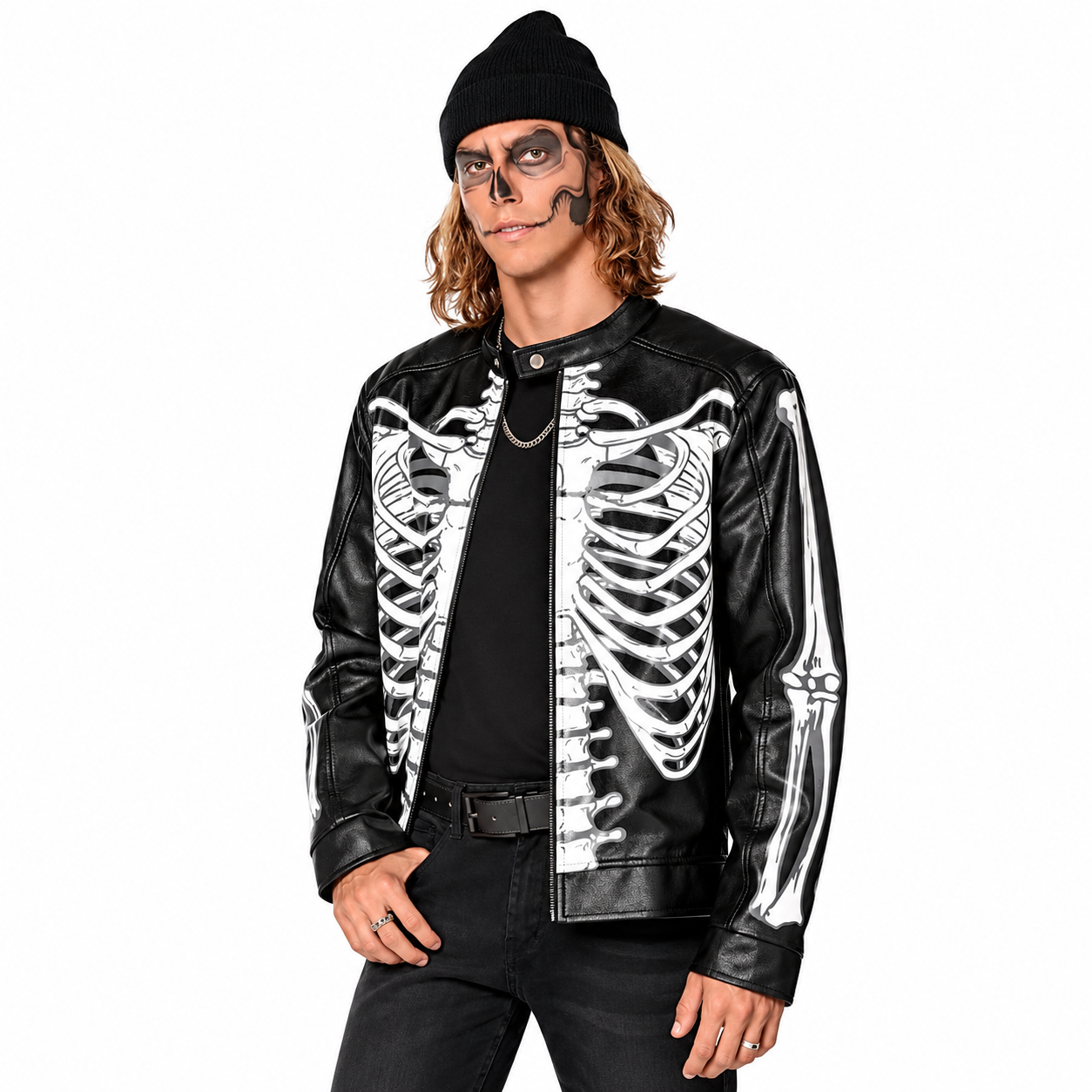 Unisex Adult Skeleton Moto Jacket | Hollywood Jackets