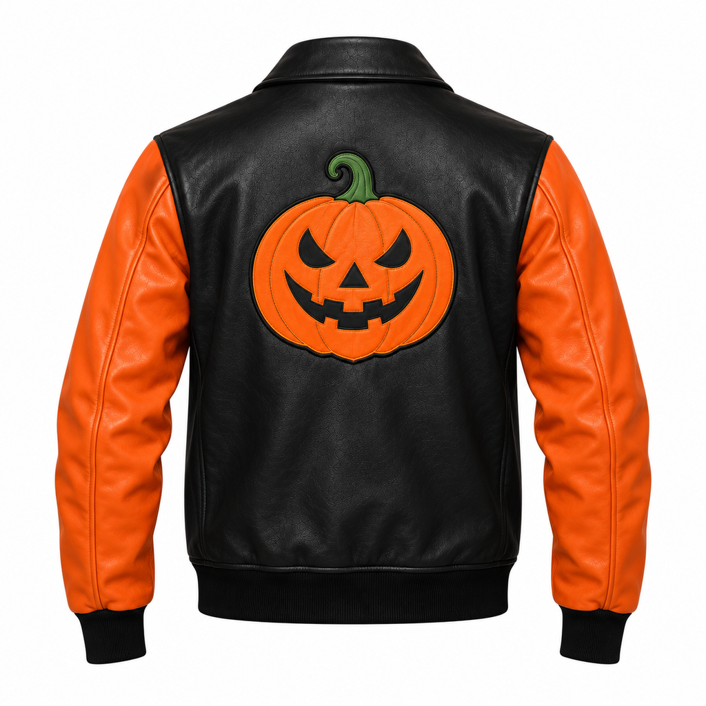Hollywood Jackets Halloween Pumpkin Leather Jacket