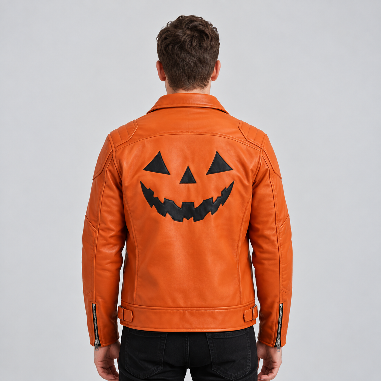 Hollywood Jackets Jack O Lantern Halloween Leather Jacket