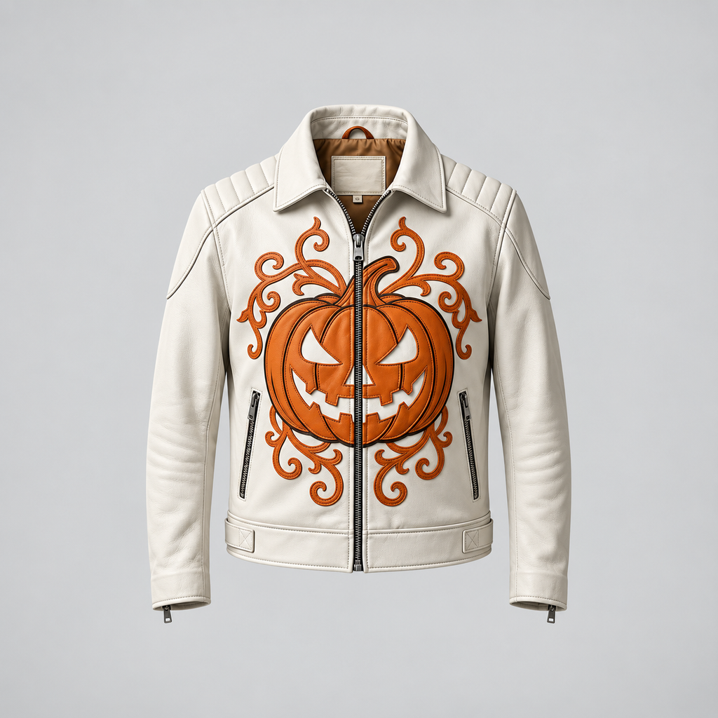 Hollywood Jackets Halloween Pumpkin Leather Jacket
