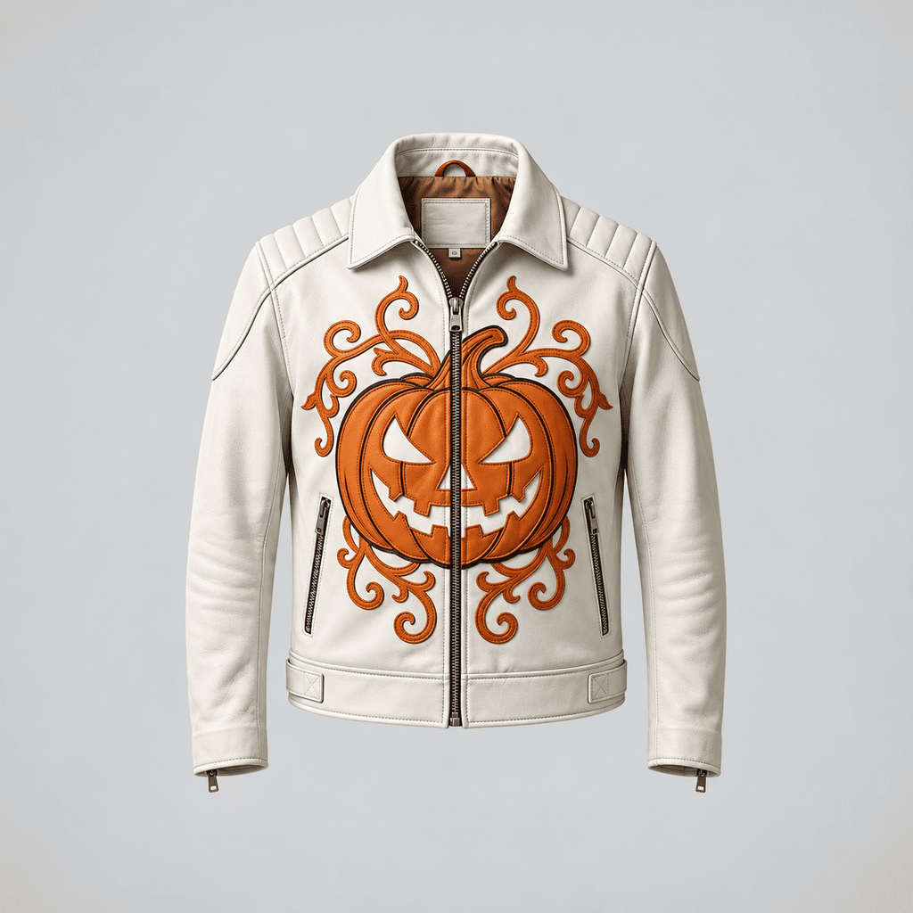 Hollywood Jackets Halloween Pumpkin Leather Jacket